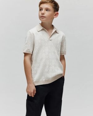 KIDS ELDEN KNIT JOHNNY COLLAR POLO - KT0100073