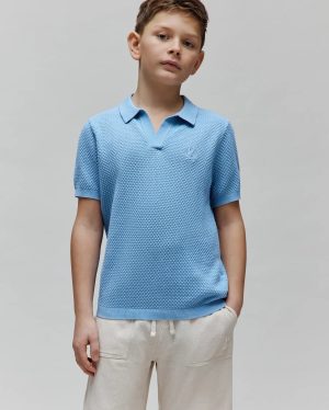 KIDS DEVON BUBBLE STITCH KNIT POLO - KT0100093